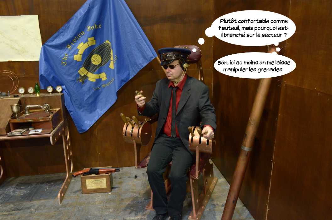  Kenny (pensée): Plutôt confortable comme fauteuil, mais pourquoi est-il branché sur le secteur? Bon, ici au moins on me laisse manipuler les grenades.