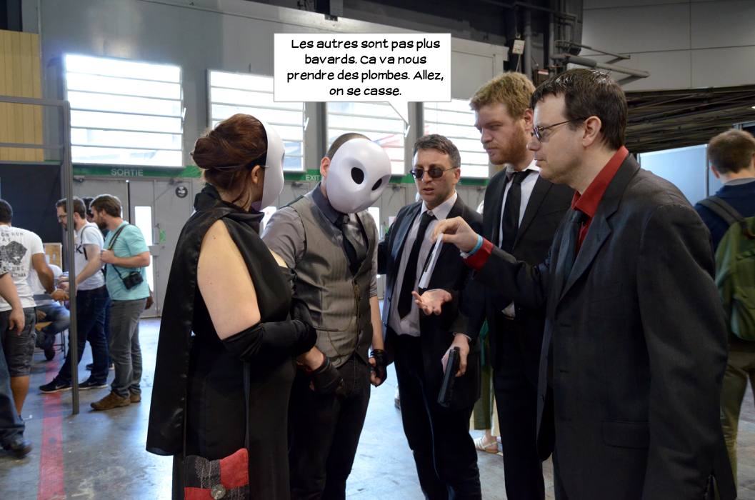  Jake: Les autres sont pas plus bavards. Ca va nous prendre des plombes. Allez, on se casse.